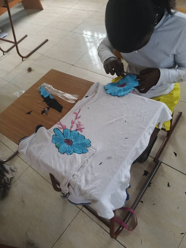 Students participating in an art activity