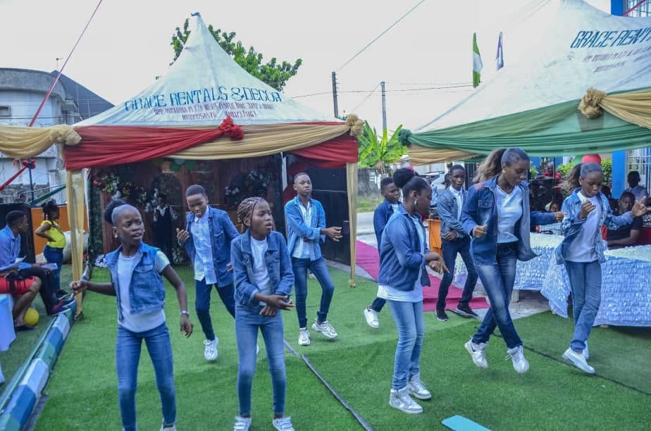 Students performing at a school event