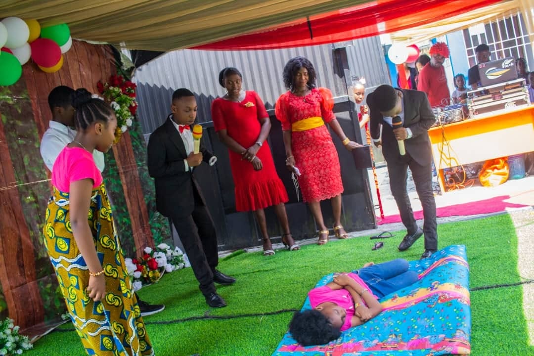 Students taking part in a stage drama